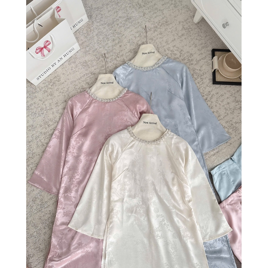 [TẾT 2026] Áo dài cách tân TÂM GIAO dáng suông vải gấm lụa thanh trúc đính kết thủ công cao cấp kèm quần lụa | BigBuy360 - bigbuy360.vn