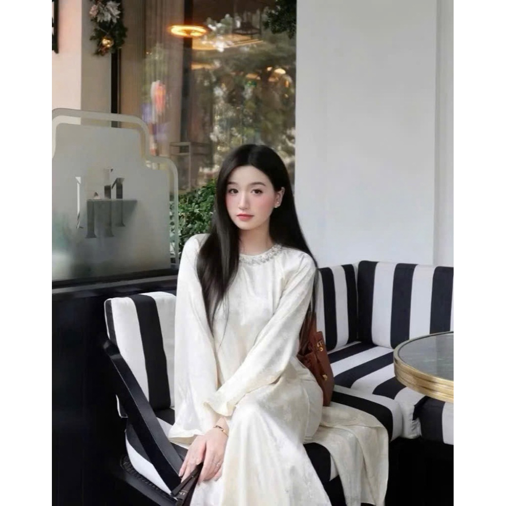 [TẾT 2026] Áo dài cách tân TÂM GIAO dáng suông vải gấm lụa thanh trúc đính kết thủ công cao cấp kèm quần lụa | BigBuy360 - bigbuy360.vn