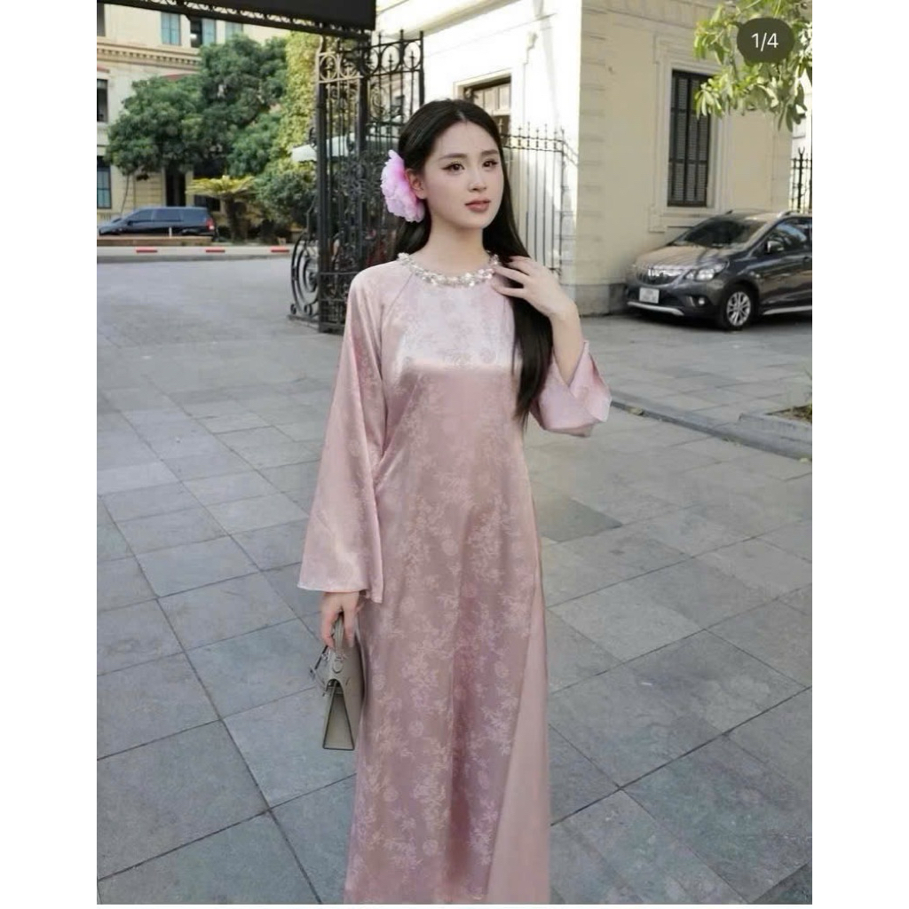 [TẾT 2026] Áo dài cách tân TÂM GIAO dáng suông vải gấm lụa thanh trúc đính kết thủ công cao cấp kèm quần lụa | BigBuy360 - bigbuy360.vn