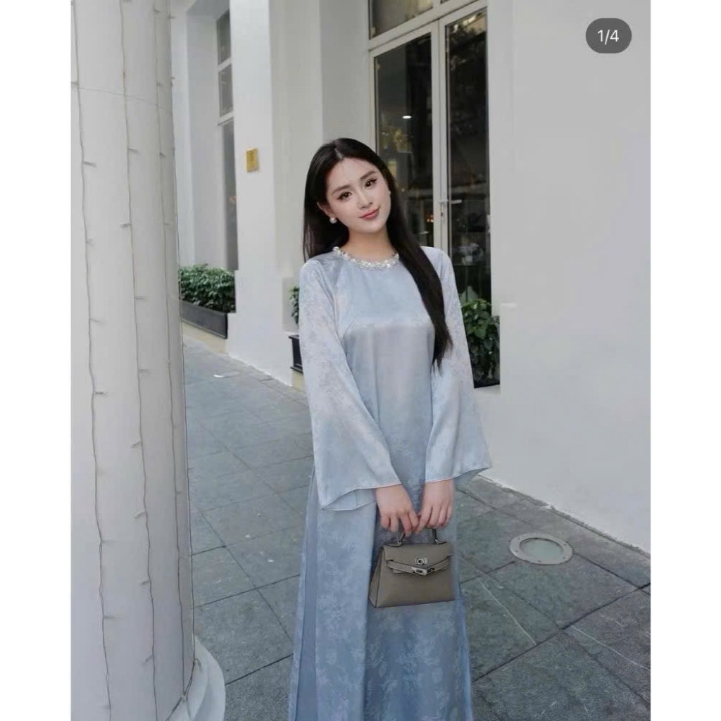 [TẾT 2026] Áo dài cách tân TÂM GIAO dáng suông vải gấm lụa thanh trúc đính kết thủ công cao cấp kèm quần lụa | BigBuy360 - bigbuy360.vn