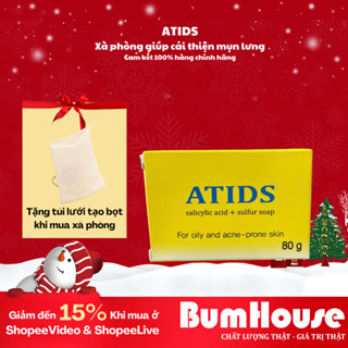  Xà phòng tắm Atids Salicylic Acid 2% + Sulfur For Oily And Ance Prone Skin giảm dầu và mụn 80g  kèm túi lưới  