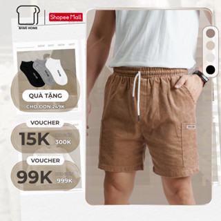   MUA 2 GIẢM 10%  Quần short đùi nhung tăm Nam Nữ BAMI HOME cao cấp form regular năng động thoải mái QNG 