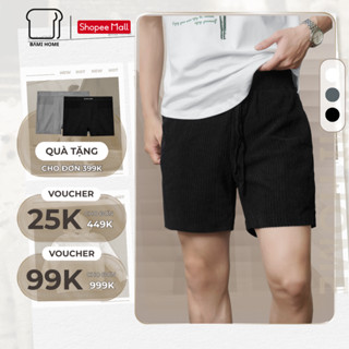 Quần short nam LUXE RIB BAMI HOME, chất vải nhung gân co giãn, form trên gối thoải mái QNG06