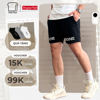 [MUA 2 GIẢM 10%] Quần short nam vải nỉ cao cấp BAMI HOME, form trên gối unisex, lưng thun dây rút dễ phối đồ QN24
