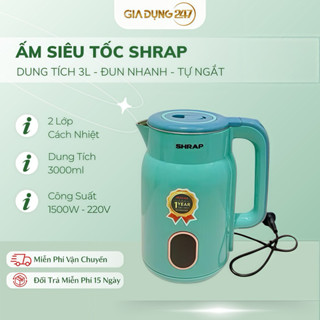 Ấm Siêu Tốc 3L, Ấm Đun Nước Cách Nhiệt 2 Lớp Tự Ngắt An Toàn, Inox Bền, Model SH-38 1500W