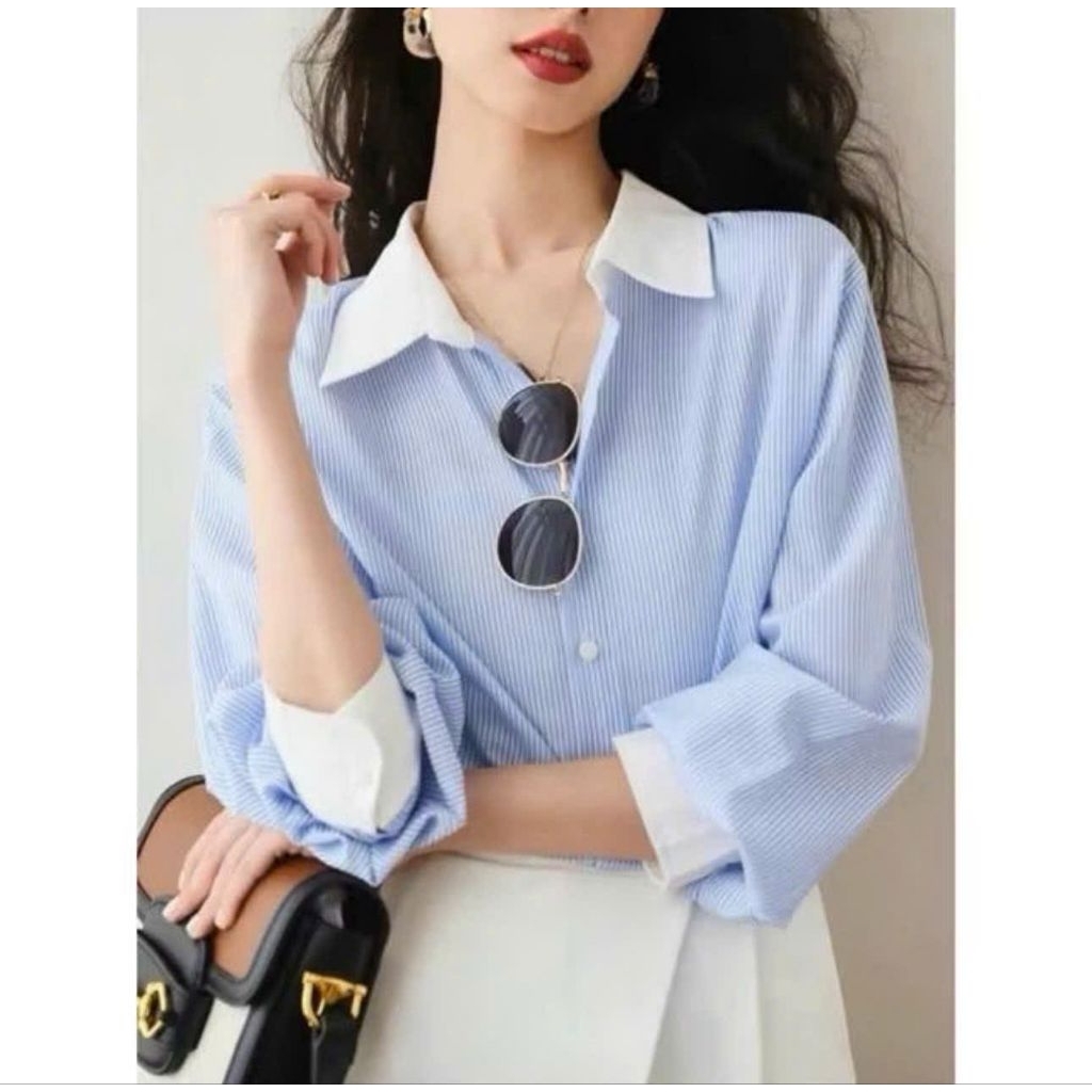 [Yumi Shop ] Áo Sơ Mi Sọc Công Sở Xinh Xắn