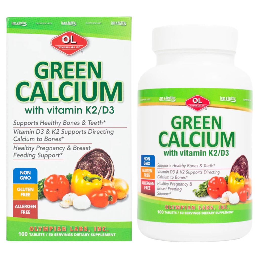 Viên Uống Bổ Sung Canxi D3 K2 Olympian Labs Green Calcium (100 Viên) Bổ Sung Canxi Hữu Cơ