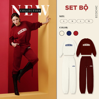 Áo Nỉ Sweater Ecochic Set Bộ Dài Nam Nữ Unisex Dày Set Quần Jogger Bo Chun Thoải Mái Cao Cấp Mềm Mịn Chính Hãng B187