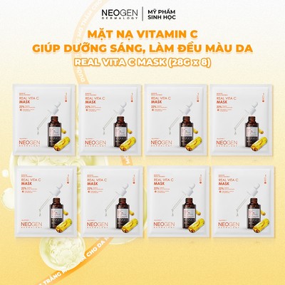 Combo 8 Mặt Nạ Serum x3 Dưỡng Trắng Mờ Thâm Neogen Real Vita C 22% Mask 28g