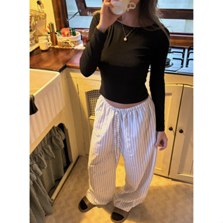   Siêu Sale 12.12  Cozy Top| Áo tay dài trơn basic cổ tròn dáng ôm mặc hằng ngày chất vải borib lụa co giãn form ngắn 