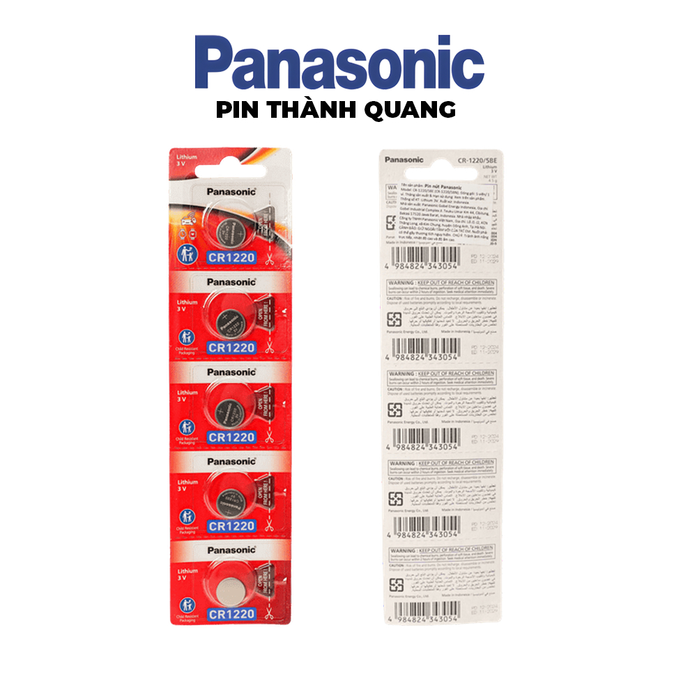 Pin Panasonic CR1220 Lithium 3V - Hàng Chính Hãng