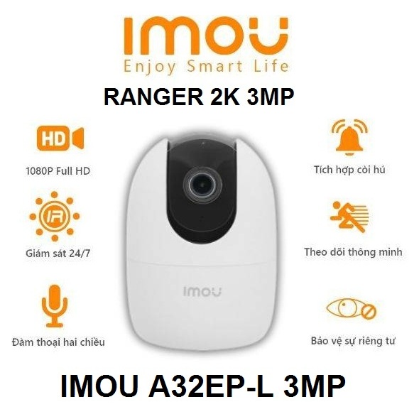Camera WiFi IMOU Ranger 2 A32 2K 3MP – Hỗ trợ quay quét 360°, phát hiện chuyển động, đàm thoại 2 chi