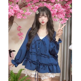  Áo sơ mi kiểu nữ SM411 chất đũi lì dáng babydoll form rộng họa tiết viền bèo sóng tiểu thư cách điệu Hàn Quốc Kozoda 