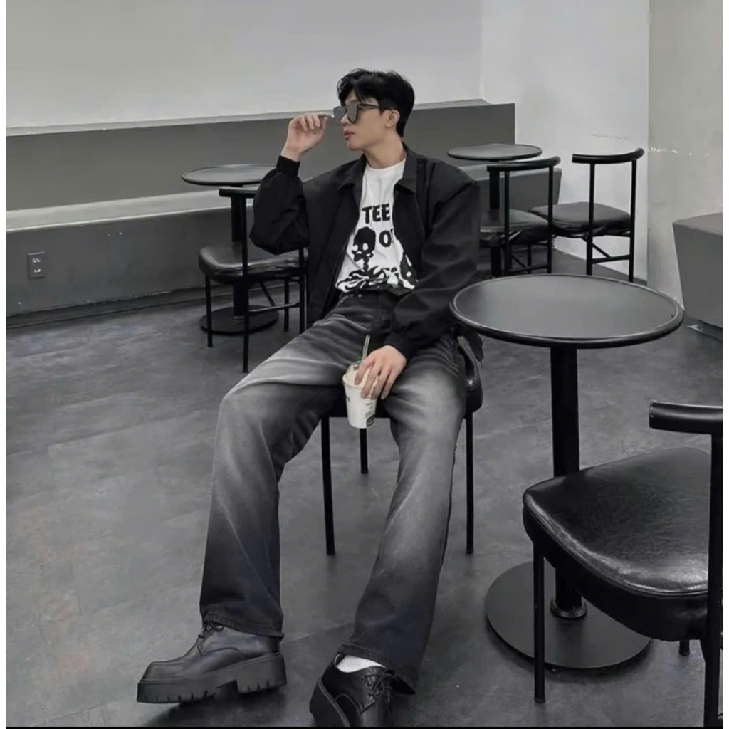 Quần jean nam ống xuông màu vintage xám bụi trơn was trắng thời trang | BigBuy360 - bigbuy360.vn