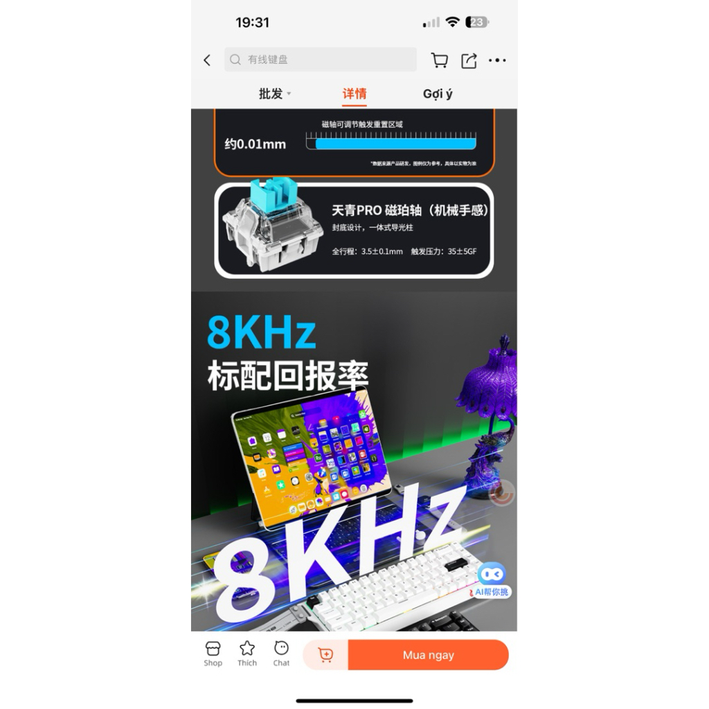 Bàn phím cơ Gaming LDON Mide68 / Mide68Pro / Rapidtrigger / 8k hz / Led RGB + dải led bar | BigBuy360 - bigbuy360.vn