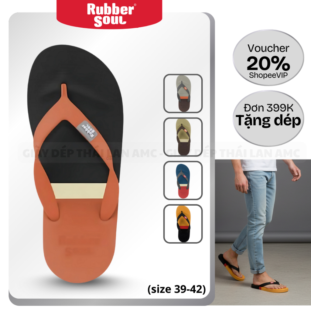 Dép Thái Lan unisex siêu mềm, nhẹ RUBBER SOUL - BALANCE TRI COLOR