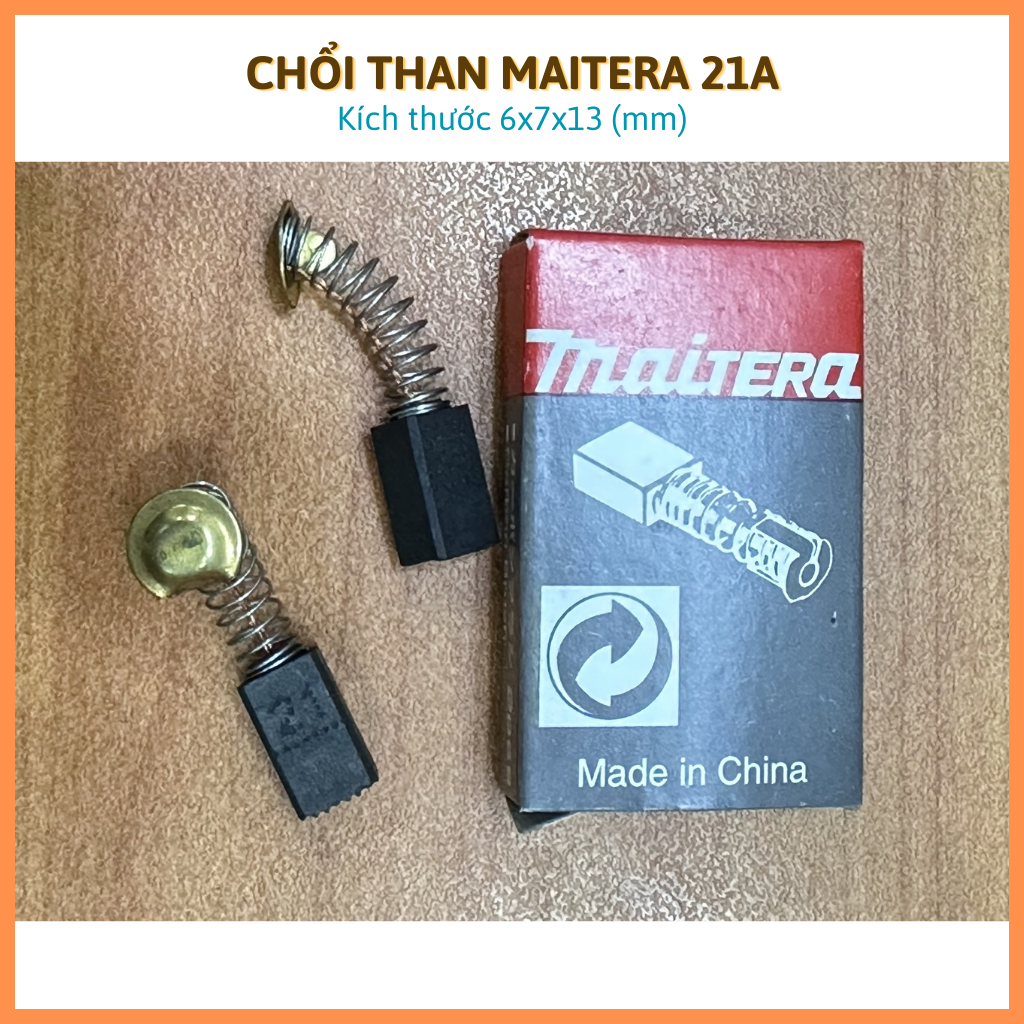 (Maitera) 1 cặp chổi than 21A (Máy mài Hitachi 100mm, Máy khoan đục)