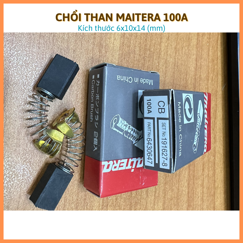 (Maitera) 1 cặp chổi than 100A (Đục 0810, Mài 125-150)