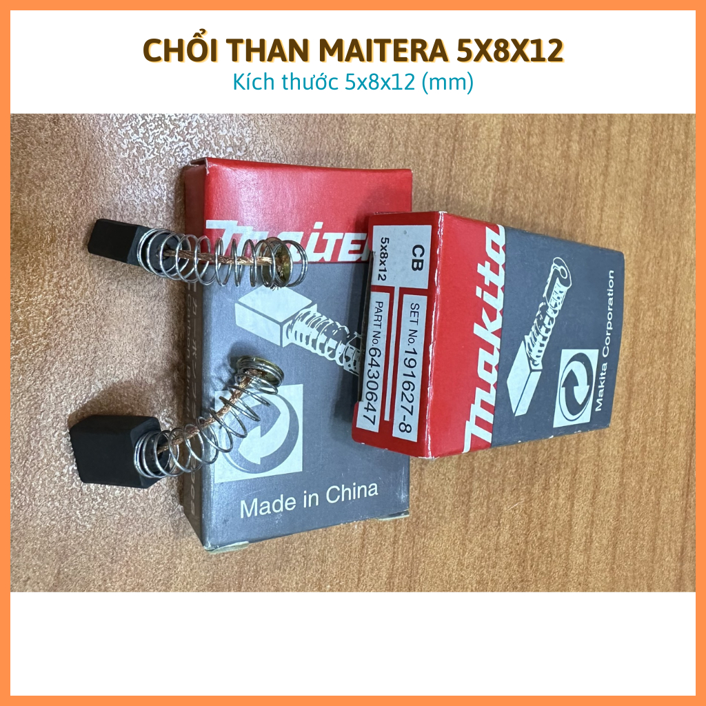 (Maitera) 1 cặp chổi than 5X8X12 (Khoan Bosch 10mm, 13mm)