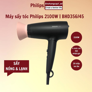 Máy sấy tóc Philips 2 chiều nóng lạnh BHD356 ion âm công suất lớn 2100W tạo kiểu tóc chuyên nghiệp - khohangcap1_ad