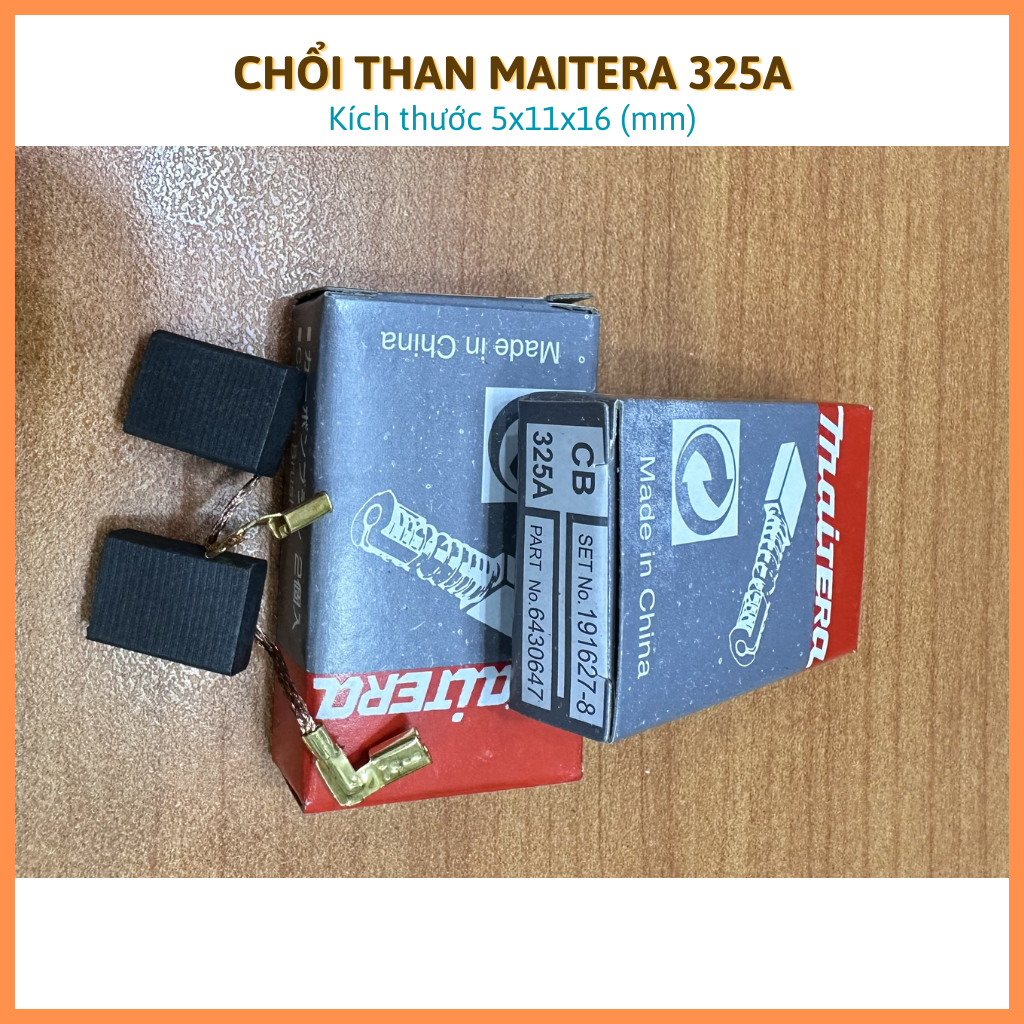 (Maitera) 1 cặp chổi than 325A (Máy mài, Máy khoan bê tông Makita)