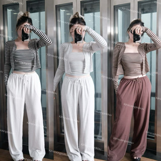 Kimcuongsokiuu –[Tạng áo ống LIVE ] Cardigan Croptop Mix Tube Top Thun Sọc Class