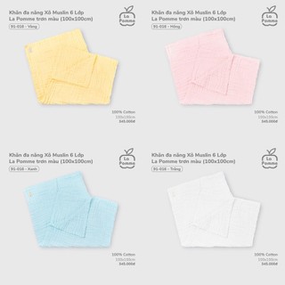 Khăn đa năng Xô Muslin 6 Lớp La Pomme họa tiết (100x100cm) - 57A-F.T8A - 57A - LF35A
