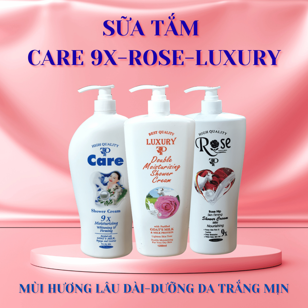 Combo 3 chai sữa tắm 9x care dưỡng da trắng sáng, hương thơm dài lâu