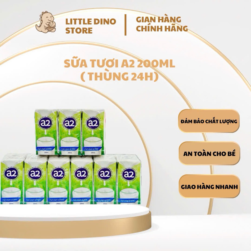 [Dino Store ] Sữa A2 nguyên kem dạng nước 24 hộp 200ml - Hàng Úc