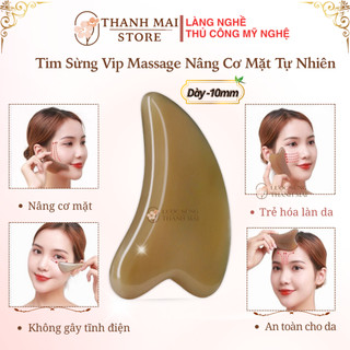 Massage mặt, guasha sừng tự nhiên cạo gió nâng cơ kích thích sản sinh collagen, giúp da sáng khỏe
