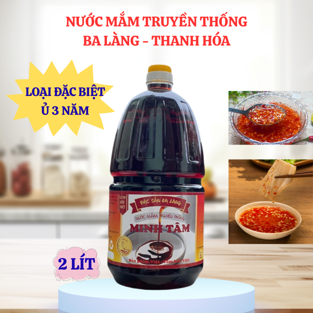 [TẶNG MẮM TÔM] Nước mắm truyền thống Ba Làng Thanh Hóa - Hương vị truyền thống - Ủ 3 năm, Can 2L