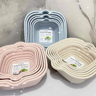  Bộ rổ vuông 6 món có Chậu nhựa việt nhật 