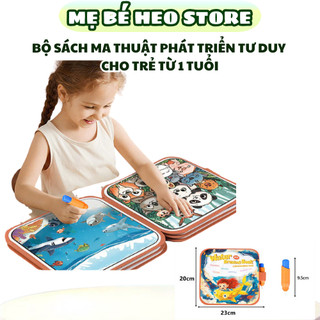  Bộ sách ma thuật sách tập vẽ water drawing book cho bé sách tô màu bằng nước tái sử dụng kèm bút 