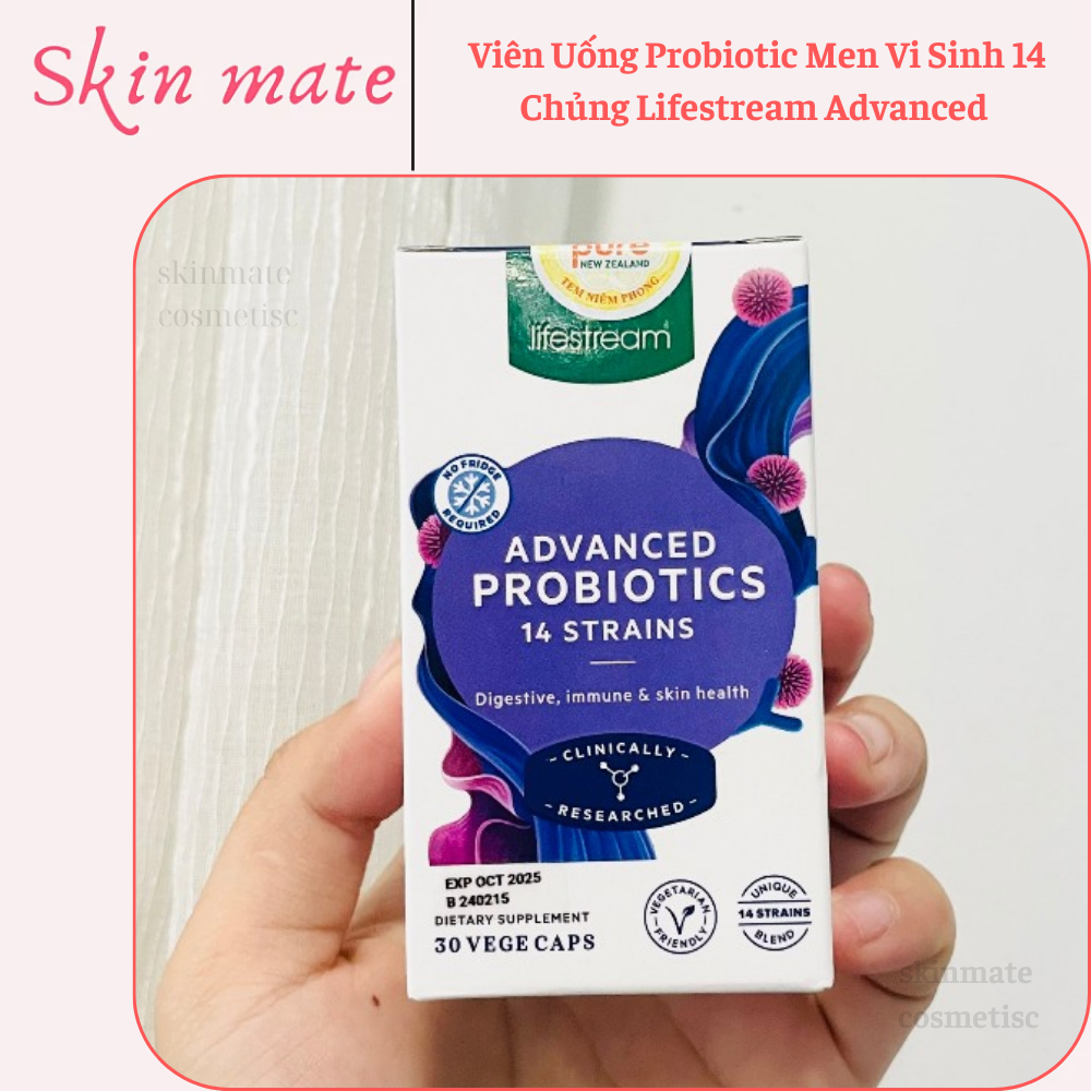 [hàng cty] Viên Uống Probiotic Men Vi Sinh 14 Chủng Lifestream Advanced Probiotics New Zealand 30 vi