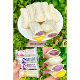   Mẫu Mới 1Thùng 1kg  60-64bánh 4vị Bánh Sữa Chua Ông Già HESHAN Vỏ Mềm Nhân Béo Hương Vị Đặc Biệt 