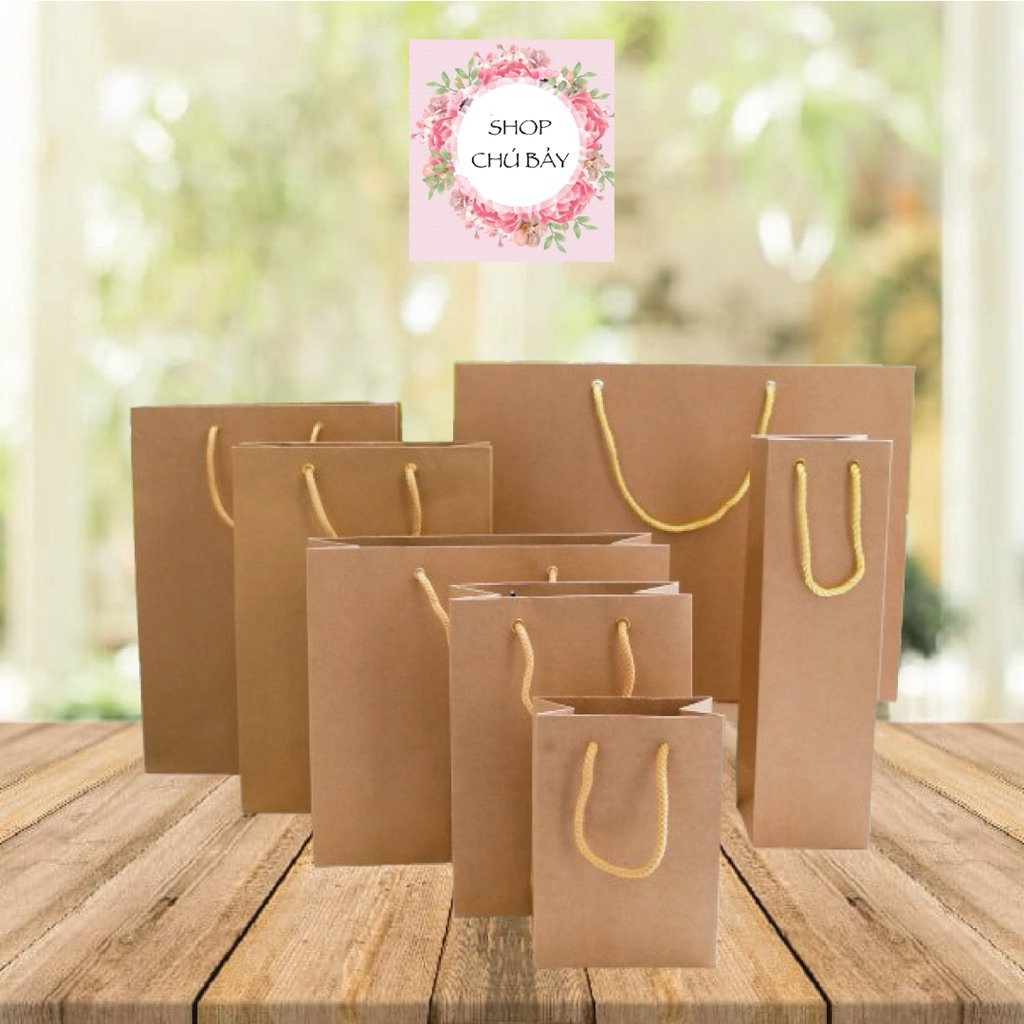 Combo 100 Túi Kraft Nâu đựng quà tặng, Túi Xi măng (Giấy kraft nâu Nhât) nhiều cỡ