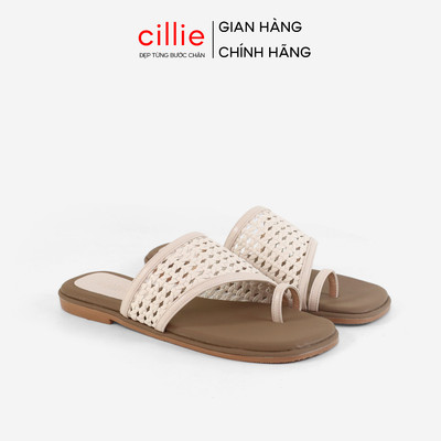 Dép Lê Nữ Cillie Đế Bệt Xỏ Ngón Quai Lưới Đan Dây Đế Chống Trơn Trượt Hàng Việt Nam DE21
