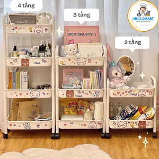  kệ để đồ đa năng sticker cute có bánh di chuyển kệ đựng đồ phòng tắm kệ decor 8350 