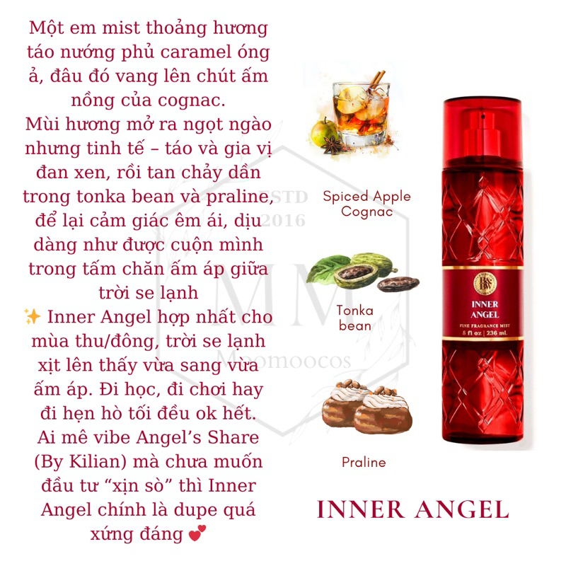 Moomoocos - Inner Angel Bộ sản phẩm Bath & Body Works xịt thơm Body Mist dòng Luxury fullsize