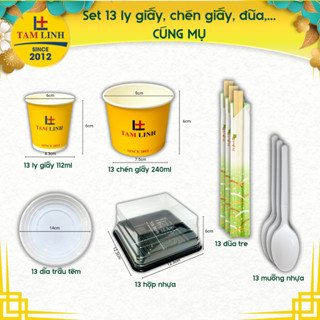  Set 13 Chén Dĩa Muỗng Đũa Ly Giấy Cúng Mụ - Đầy Tháng - Thôi Nôi - Cúng Căn Dùng Một Lần Cao Cấp Tiện Lợi Sạch Sẽ 