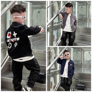  áo khoác bomber bé trai thêu logo 2 hmặt siêu đẹp phong cách boy phố 14142 