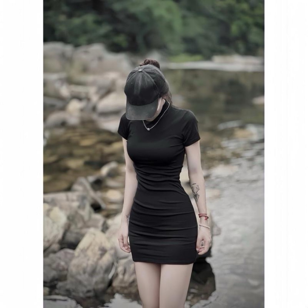 NTH BIGSIZE- Váy đen ôm body tôn dáng sexy chất tăm co giãn sang chảnh siêu hack dáng BIGSIZE