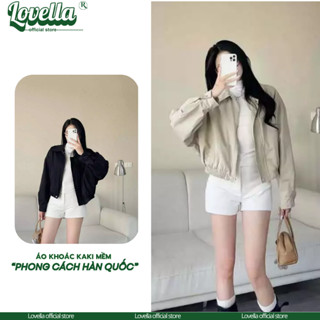 Áo Khoác Kaki Nữ 2 Lớp Cao Cấp Dáng Lửng Cổ Bẻ Cúc Kim Loại Chống Nắng Chắn Gió Phong Cách Hàn Quốc