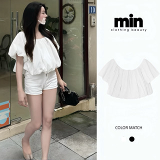 |Min clothing| Áo croptop trễ vai babydoll dáng bí phồng xinh xắn  mặc 2 kiểu  