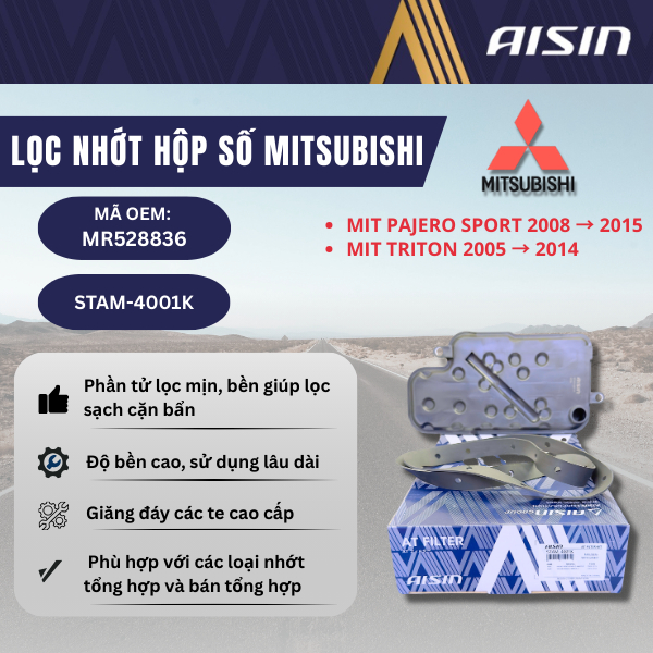 Lọc nhớt hộp số MITSUBISHI PAJERO SPORT 2008->2015, TRITON 2005->2014  . STAM 4001K