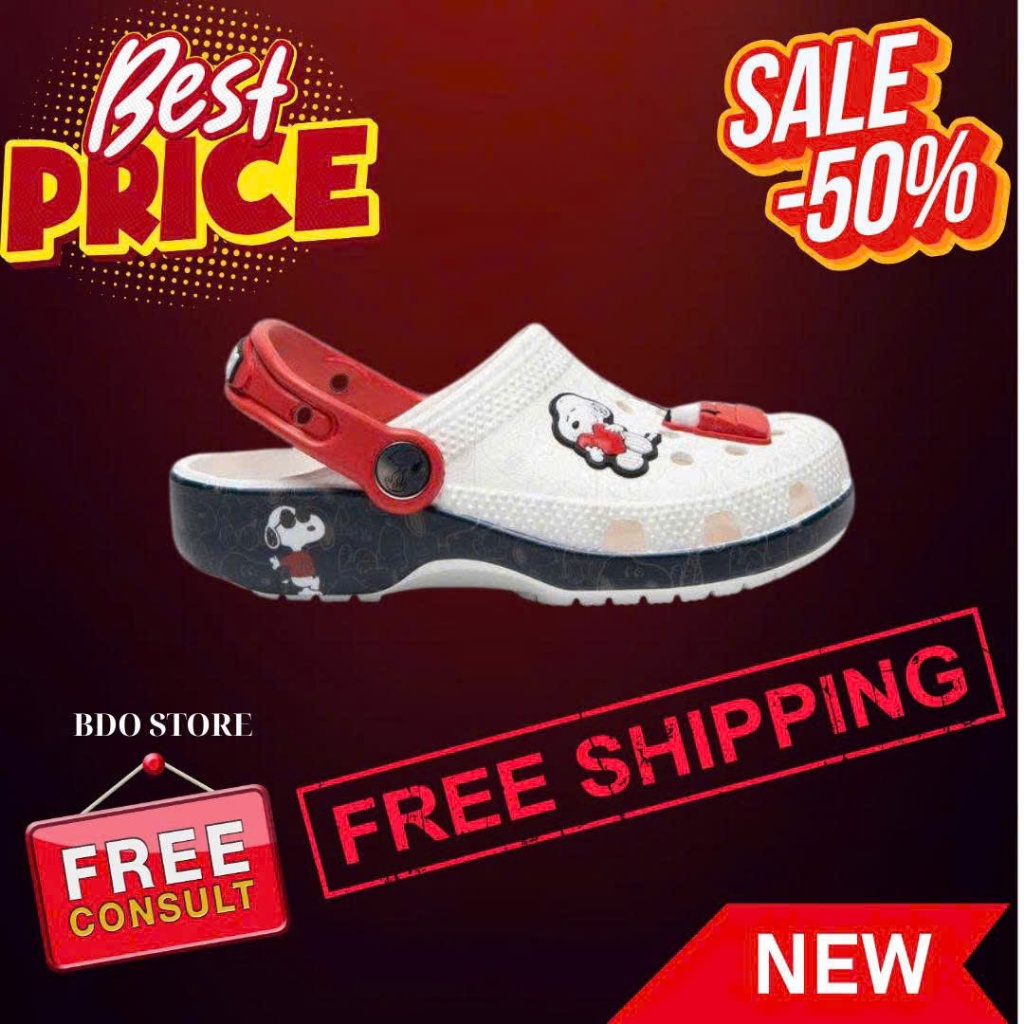 Sục Dép Cá Sấu Người Lớn Trẻ Em Unisex Hoạt Hình Snoo.py Pea.nuts Kèm Sẵn Hình Gắn Như Ảnh