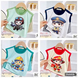  KIM219 Bộ sát nách thun lạnh  9-25kg  vải mềm mịn in hình hướng nghiệp tương lai cho bé trai bé gái 