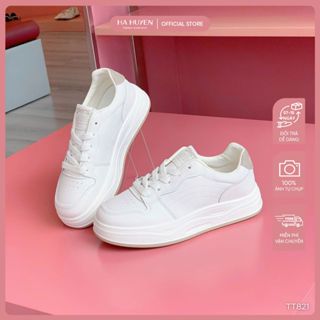  Giày thể thao Sneaker nữ HÀ HUYỀN da lì dây buộc gót nâu độn đế 3cm - TT821 