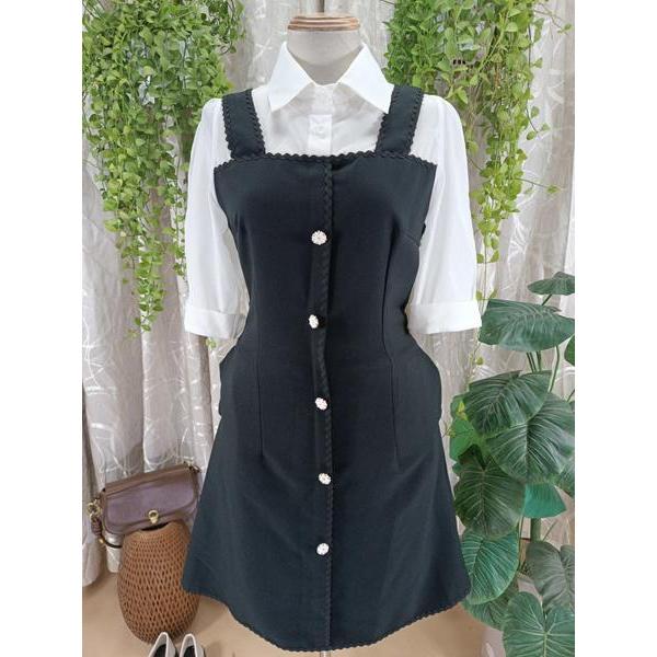 BEMINE thanh lý - Đầm sơ mi đính cúc bymo - Size S