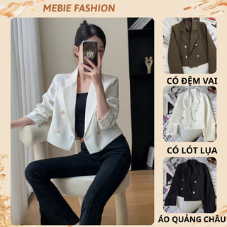  Áo blazer coptop cho nữ áo khoác vest dài tay có đệm vai form ngắn phong cách Hàn Quốc trắng ÁO CROPTOP 4 CÚC 